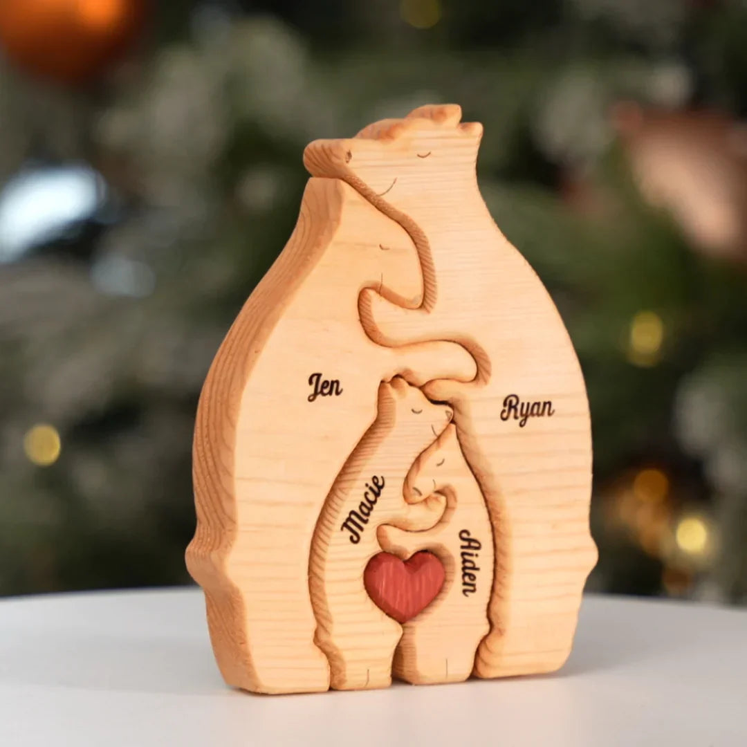 Personalized family wooden bear puzzle 